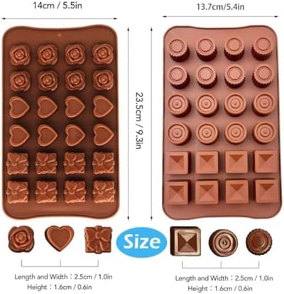 Set van 2 Siliconen Chocoladevormen met 24 Holtes - Veelzijdige Bakvormen