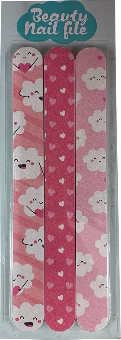 Beauty Nail file Professioneel 3 stuks Nagelvijl (vijl voor nagels voor vrouwen) - Manicure & Pedicure 3 verschillende kleuren roze/wit