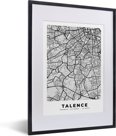 Fotolijst incl. Poster - Talence - Plattegrond - Frankrijk - Kaart - Stadskaart - 30x40 cm - Posterlijst