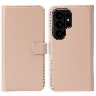 Selencia Hoesje - Geschikt voor Samsung Galaxy S26 Ultra - Echt Lederen Bookcase - Dusty Pink