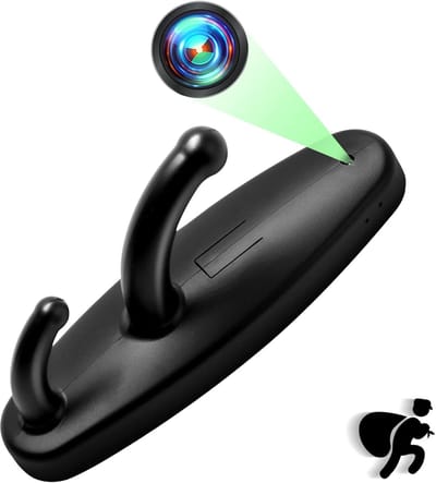 Kledinghaak Camera - Verborgen Camera - Beveiliging Thuis - Bewegingsdetectie Modus - 1080P HD - Zwart