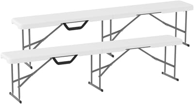 Killogood Campingbank - kunststof buitenbank - 240 kg draagvermogen - wit