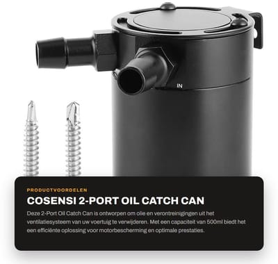 Dailygoods- Olie Catch Can 500ml Aluminium - 2-Port - Verbijsterd Reservoir - Lucht/Olie Separator - Universeel Accessoire - Duurzaam Ontwerp