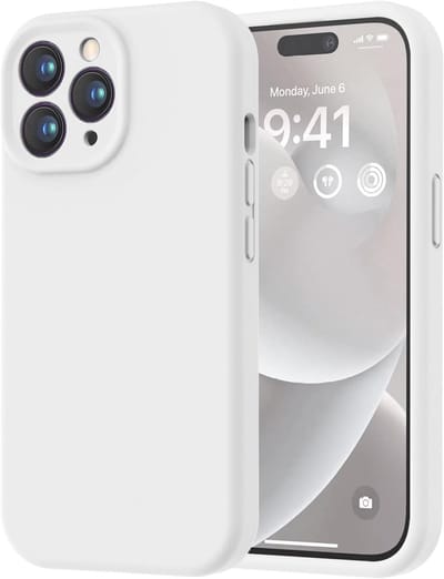 Speciaal ontworpen voor de iPhone 14 Pro. Hoogwaardig siliconen hoesje met [zachte, krasbestendige microvezelvoering]. Schokbestendig beschermhoesje voor mannen, vrouwen en meisjes (6,1 inch). Wit.