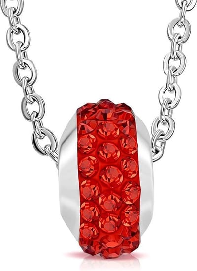 Amanto Ketting Cuma Red - 316L Staal - Shamballa - 10x6mm - 45cm