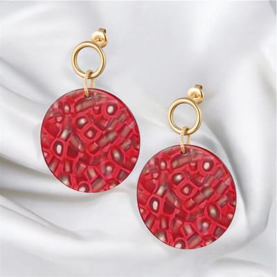 Oorbel cirkel melange rood - goud