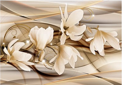 Fotobehangkoning - Behang - Vliesbehang - Fotobehang Dansende Bloemen - Dance of Flowers - 300 x 210 cm