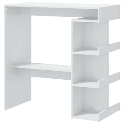Houten Bartafel - Pubtafel Keuken - Kleine Ruimte - Met Opbergrek - 100x50x101.5 cm - Hoogglans Wit