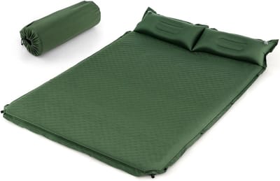 Veldbed 2 personen – Veldbedden - Kampeerbed Met Kussens - Vouwbed Met Opbergtas – Slaapmat - Luchtbed – Campingbed - Stretcher - Campingbedje – 190 x 130 cm – Groen