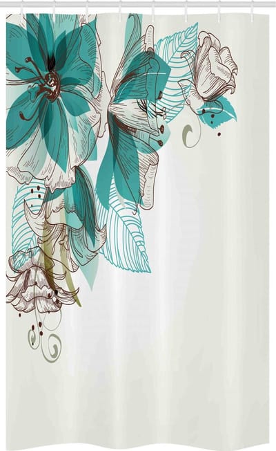 ABAKUHAUS douchegordijn – retro bloemen – 120 x 180 cm – teal lichtgroen