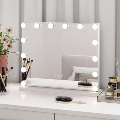 Verlichte Make-up Spiegel - Cosmetica Tafelspiegel - Perfecte Make-up - Instelbare Kleurtemperatuur - 50 x 43 cm - Wit