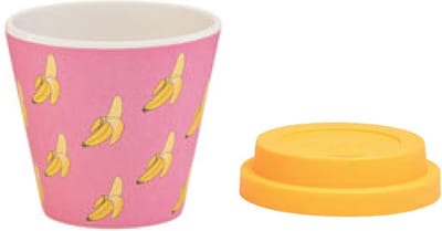 Quy Cup - 90ml Ecologische Reis Beker - Espressobeker “Banana” met gele Siliconen deksel