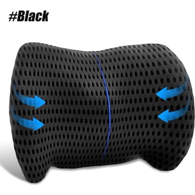 Lendensteunkussen voor Bureaustoel, Lendenkussen voor Auto, Pijnverlichting onderrug, Memory Foam Rugkussen voor Auto, Bed, Gaming black