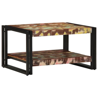 vidaXL - Salontafel - 70x50x38 - cm - massief - gerecycled - hout - meerkleurig