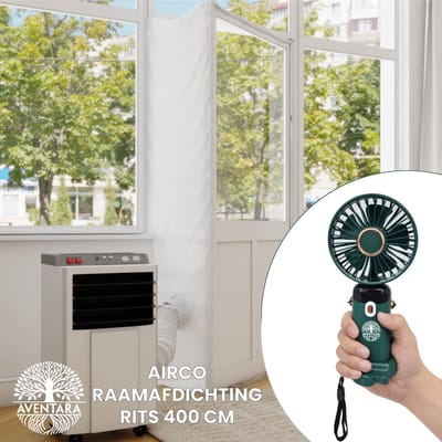 Universele Raamafdichtingskit 400 cm – Inclusief Draagbare Handventilator – Voor Mobiele Airco - Rits – Afvoerslang Afdichting – Raam en Deur – Houdt Insecten Buiten