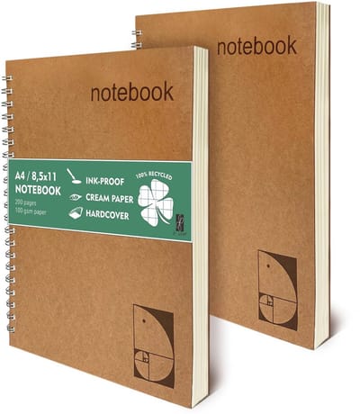 Grote Spiral Notitieboek Set met Ruitjespapier - 8.5x11, 200 Bladzijdes voor Wiskunde, Wetenschap en Creatieve Projecten