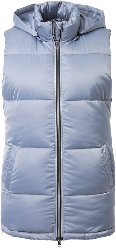 Ulla Popken - Dames - Lange doorgestikte bodywarmer waterafstotend - Zilvergrijs - Maat 42+