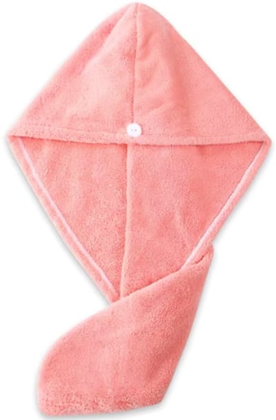 Hair Wrap Towel – Sneldrogende Haarhanddoek – Microvezel Haarhanddoek met Knop – Droogt Haar Snel en Zacht – Haarhanddoek Turban – Roze