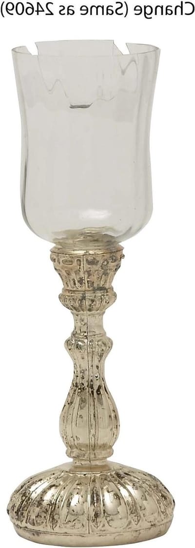 Glazen Kaarshouder - Decoratieve Kandelaar - Sfeerverlichting Thuis - Met Tulip Glas - 4 x 11 Inch - Zilverkleurig