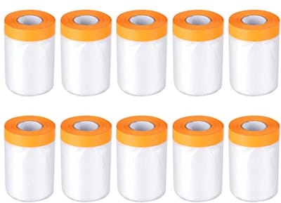 Transparante afdekfolie met Plakband - 10 Rollen, 55 cm x 20 m, UV-bestendige Schilderfolie voor Stofbescherming
