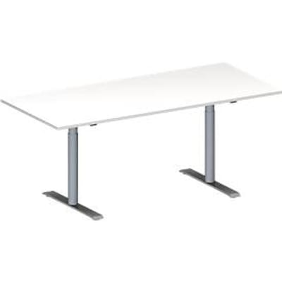 Schäfer Shop  Genius Vergadertafel MODENA FLEX, in hoogte verstelbaar, rechthoekige vorm, T-poot ronde buis, B 1800 x D 800 mm, wit