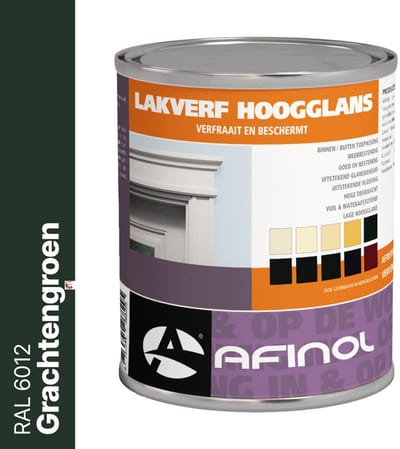 Afinol Hoogglans Lakverf Grachtengroen (RAL 6012) 750 ml - Lak - Houtlak - Houtverf - Voor Binnen en Buiten - geschikt voor hout, metaal en kunststof