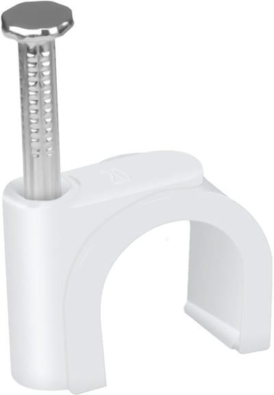 SnelShoppen - 100 Stuks Kabelclips - 20mm Ronde Kabelhouders met Ingebouwde Spijker - Coaxiale Spijker Klemmen voor Kabelbeheer - Witte Kabelclips voo