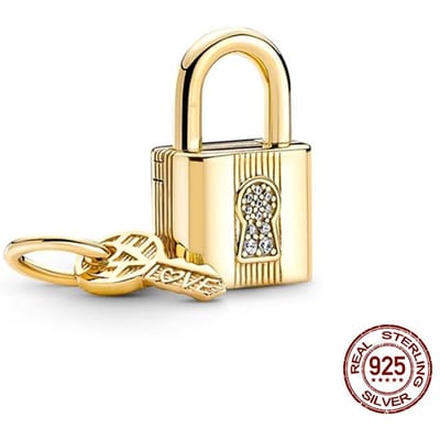 Kralen Koper Ambachtelijk Hangslot En Sleutel Bedels Passend Voor 3 Mm Authentiek Armband Ketting Vrouwen Handgemaakt Prachtige Sieraden Cadeaus beige