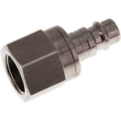 RVS DN 7.2 (Euro) Luchtkoppeling Insteeknippel G 3/8 inch Binnendraad Double Shut-Off - CLP7-F-S-SV-038