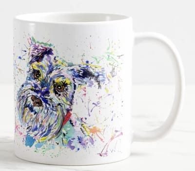 Hond Mok - Koffie beker - Huisdier Kunst - Dubbelzijdig Ontwerp - 330 ml - Wit
