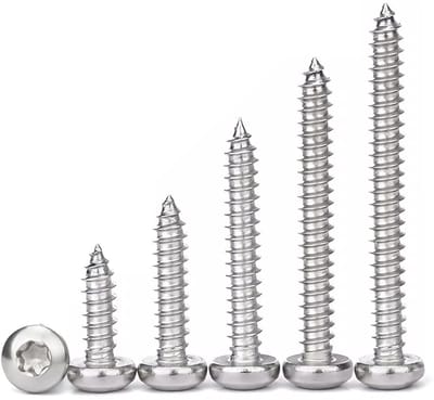 Universele Houtschroeven Torx M3x12, Platte Kop A2 RVS, Zelfsnijdend, Voldraad, 100 Stuks voor Diverse Toepassingen
