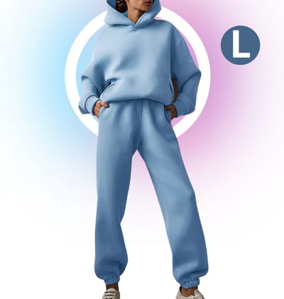 Livano Joggingpak Dames - Huispak - Trainingspak - Volwassenen - Capuchon - Jogging Pak - Joggingspak - Licht Blauw - Maat L