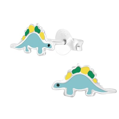 Oorbellen meisje dino - dinosaurus - zilver - zeeblauw