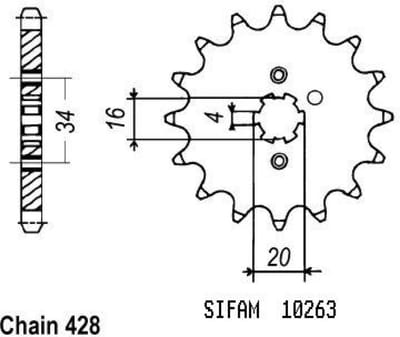 sifam versnellingsbak tandwiel voor motor yamaha 125 rdlc 1982-1988 nieuw
