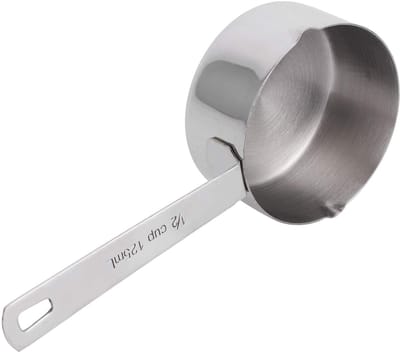 JHUBERS- Maatbekers Roestvrij Staal - Maatlepels - Keuken - 1/2 Cup - 125ml - Voor Droge/Vloeibare Ingrediënten - Maatbeker