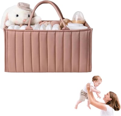 Luier Caddy Organizer - Multifunctionele Opbergoplossing voor Baby Benodigdheden in Neutrale Kleuren