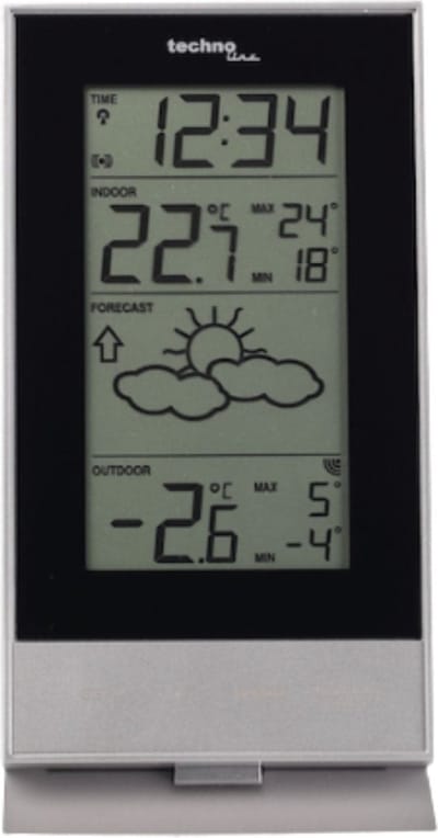 Technoline weerstation - WS 9910 - 85x166x56mm - zilver/zwart - met 1 buitensensor 100m - TL-WS9910