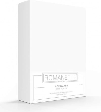 Romanette Hoeslaken - Katoen 90 x 200 cm - Wit