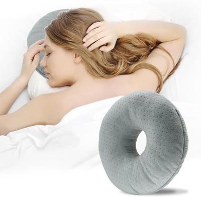 Famanu – Donut oorkussen grijs voor zijslapers tegen oordruk