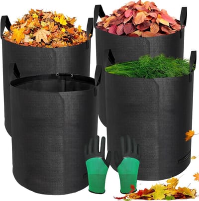 Tuinafvalzakken - Staande bladzakken - Tuin opruimen - Stevige handgrepen - 272 Liter - Zwart