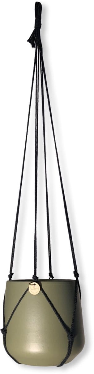 Plantenhanger Zonder Kwast - Kies Kleur en Lengte - Zwart - 70 cm lang - Katoenkoord - Geschikt voor Pot met Diameter t/m 20 cm - Handgemaakt in ons Macramé Atelier - Prijs per Stuk - Let op: Exclusief Pot - Inclusief Verzendkosten