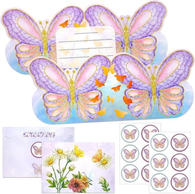 Uitnodigingskaarten voor Meisjesverjaardag - 12 Stuks met Enveloppen en Stickers