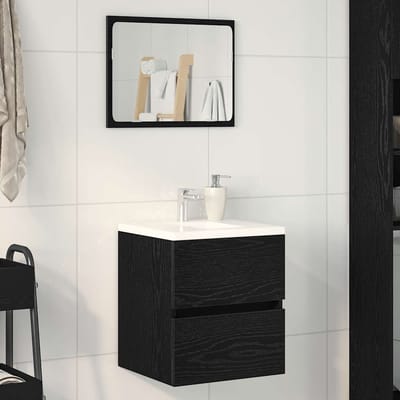 vidaXL - Badkamerwastafelkast - Zwart - Eiken - 41x38,5x45 - cm - Bewerkt - Hout