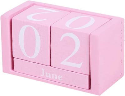 Eeuwigdurende Houten Kalender Blokken Bureau Decoratie Rustiek Roze