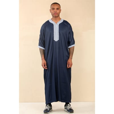 Heren blauwe Marokkaanse Thobe Jubba Robe Eid Djellaba Gandoura