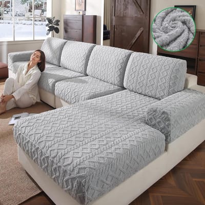 Bankhoes Zitkussen - Slofhoes Sofa - Bank Beschermen - Elastische Pasvorm - 1-zits - Lichtgrijs