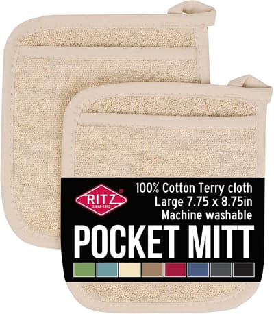 Set van 2 Potholders & Ovenwanten - Hittebestendige Keukenhulpjes van Terrykwaliteit Katoen
