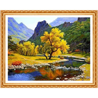 NIEUWE 3D DIY Diamond Schilderen Cross Stitch Herfst Landschap Kristal Handwerken Volledige Diamond Decor 20X30CM yellow