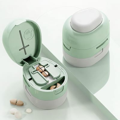Tablets Snijden en Verdelen, Pillen Cutter voor Kleine en Grote Tablets, Ideaal voor Thuis en Reizen met Opbergcompartiment