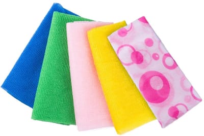 Dailygoods- Peeling Badhanddoek 5 Stuks - Nylon - 30x90 cm - Lichtgewicht - Opvouwbaar - Zacht en Comfortabel